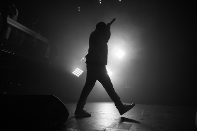 A silhouette of ScHoolboy Q performing at Terminal 5 in NYC