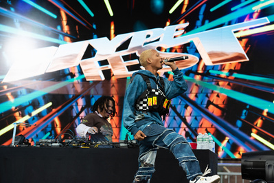 Jaden Smith making a surprise appearance during Kerwin Frost's set at Hypefest 2018 in Brooklyn, NY