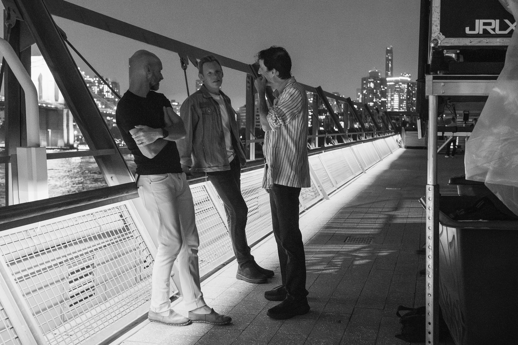 Andrew Bird backstage with his band at The Rooftop at Pier 17