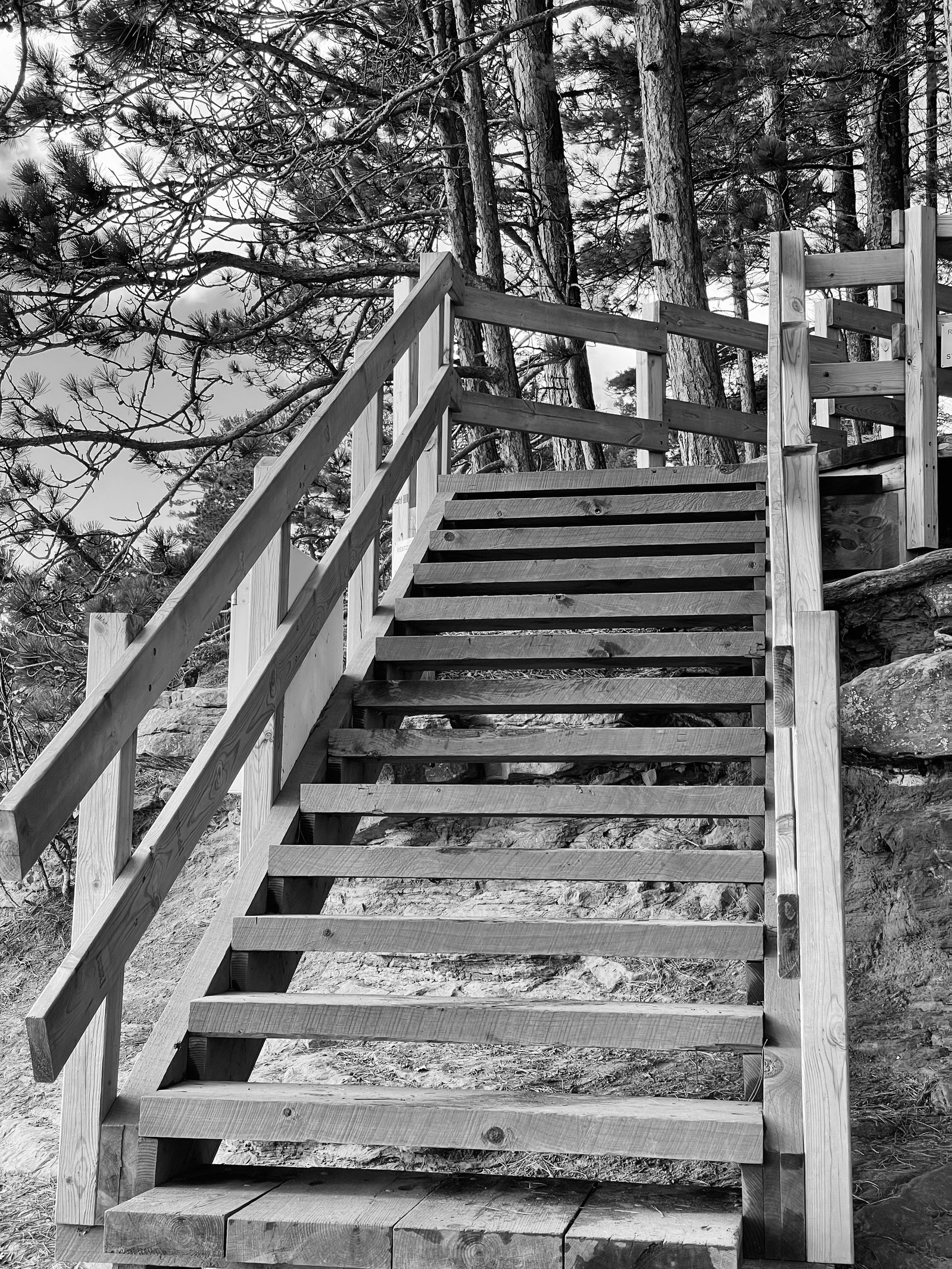 The stairs rise with quiet intent, leading somewhere once important. Now they pause mid-thought, suspended between where someone stood and where they never made it.