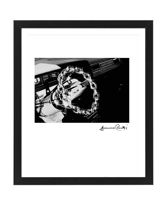 KLIQUE series by Gusmano Cesaretti
Original Prints from 1970's
Shop Vintage Lowrider Street Art / Graffiti Art Photographs. Chain Steering Wheel.
Los Angeles Art Gallery 