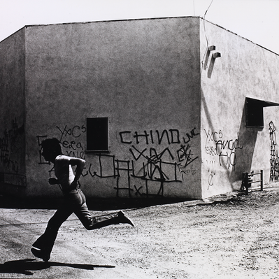 Chaz Bojorquez Running Photograph.   STREET WRITERS image. Photographer Gusmano Cesaretti. Printed 1973. Los Angeles Art Gallery. Shop  Vintage Graffiti / Street Art.