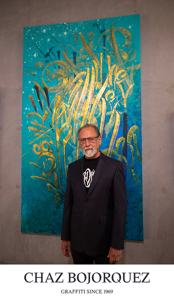 Chaz Bojórquez. Graffiti Original. Pioneer of Street Art. “Any Drawn Line That Speaks About Identity Unity, And Dignity, That Line Is Art”, 2022

Acrylic and Oil on Canvas. Shop Art Collectors. Chaz Bojorquez Original Art for Sale. 